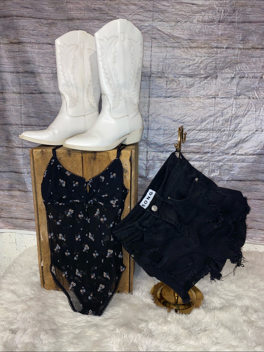 Black Floral Mesh Bodysuit Top